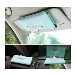 Tissue Boxes Napkins Leather Car Box Towel Sets Sun Visor Holder Interior Storage Decoration For Accessories Drop Delivery Home Ga Dhwre