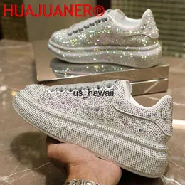 Dress Shoes New Brand Women Fashion Casual Glitter Sparkling Sneakers Women Encrusted Lace Up Shoes White Sole Fashion Street Sneakers Shiny T230208