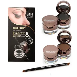 Brwi Enhancers Drop Music Flower Brand 2 w 1 żelowy eyeliner proszkowy makijaż paleta wodoodporna czarna brązowa naturalna linijka oka kosmeti dhjtt