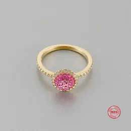 Cluster Ringe Mode Charme Reines 925 Silber Original 1:1 Kopie Niedliche Rosa Fantasie Ring Weibliche Luxus Schmuck Geschenke