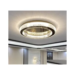 Chandeliers Crystal Lamp Round Ceiling Postmodern Master Bedroom Room Atmospheric Led Living Package Lighting Drop Delivery Lights In Dhgab