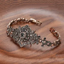 Link łańcuch kinel urok boho kobiety link bransoletka antyczna złoto kolor szary kryształowy etniczny ślub ślubny biżuteria w stylu vintage Akcesoria G230208