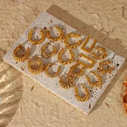 Серьги обруча Huggie нержавеющая сталь серьги с серьгами из громкого цвета золотые обручи для женщин пронзительно ушные кольцо Aretes Pendientes Oorbellen Jewelryhoop Indu