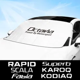 Skoda Octavia Fabia için Araba Ön Cam Güneş Gölgesi Kapak Aksesuarları Rapid Superb Kodiaq Scala Karoq Citigo Kamiq Roomster Enyaq