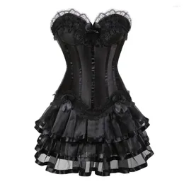 Bustiers Corsetti Abiti da corsetto gotico per donne Burlesque Nero Costume Night Strapless Night Club Abbigliamento Signa TutU