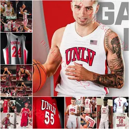 Custom UNLV Runnin' Rebels Basketball Jerseys Victor Iwuakor Elijah Parquet Justin Webster Shane Nowell jordon McCabe Keshon Gilbert David Muoka Mens UNLV jersey