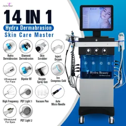 Hydrabeauty aprovada por CE 14 em 1 hydra dermoabrasão hidra água dermoabrasão bio face elevador ultrassônico Remoção de cravos da máquina