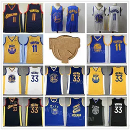 Men The Finals Patch Basketball Klay Thompson Jersey 11 James Wiseman 33 Black Navy Blue White Yellow Color Away Breathable For Sport Fans Uniform Good Quality