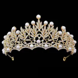 Headpieces Silver Crystals Wedding Crowns Pearls Shinning Bridal Tiaras Rhinestone Head Pieces pannband Hårtillbehör Pageant Crown