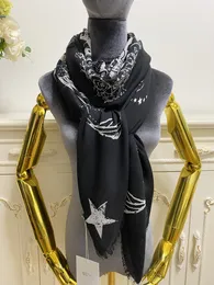 sciarpa quadrata da donna sciarpe scialle 100% lana materiale colore nero stampa modello taglia grande 130 cm - 130 cm