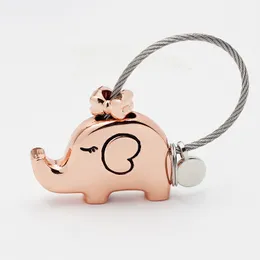 Kissing Elephants Key Chain Zinc Alloy Key Chain Gift for Valentines Wedding Or Birthday Couple Lover Shiny Black and Rosegold