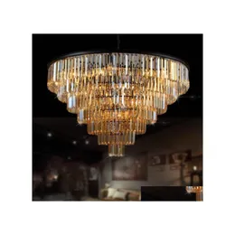 Lampadari Stile Lampadario di cristallo Apparecchio di illuminazione Lusso Grande Lustres De Cristal Soggiorno Lampada a sospensione Luci di consegna goccia I Dhq5F