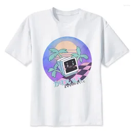 Herren T-Shirts Vaporwave Shirt Männer Sommer Mode Hohe Qualität Casual Weiß Print O Neck Top T-Shirt