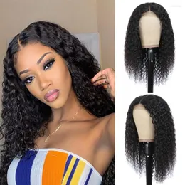 Brasileño Jerry Curl Lace Front Brow Curly Human Hair Wigs Pre Robled 4x4 para mujeres negras