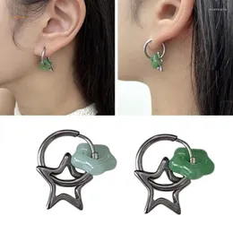 Creolen Stern Tropfen Baumeln Statement Schmuck Imitation Jade Ohrring Frauen Einzigartiger Charme