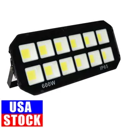 600W LED -strålkastare Outdoor Super Bright Security Lights 6500K IP65 Vattentäta arbetsljus Cob Stadium med vit för Yard Parkering Garden Crestech