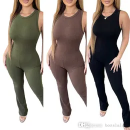 Kadın Tulumlar Tasarımcı Katı Yük atanlar Seksi kolsuz fermuar ince yüksek bel bodysuit yaz kapris pantolonları ekle xs boyutu