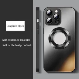 iPhone 14 13 Pro Pro Max Slim Phone 보호 케이스를위한 Ag Frosted Glass Phone Case Case는 자체 포함 렌즈 필름을 다루고 있습니다.