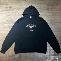 Erkek Hoodies Tişörtü VETEMENTS Siyah Beyaz Klasik Küçük Harf Baskı Drstring Hoodie Erkek Kadın Yüksek Kaliteli Cep Tişörtü J230208