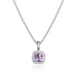 Naszyjnik wiszący granat mężczyźni wisior 7 mm projektant biżuterii Amethyst Diamond Petite High Blue Topaz End Jewelry Naszyjnik