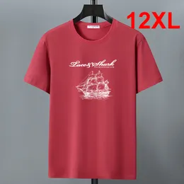 メンズTシャツグリーンTシャツ夏のメンコットンT 10xl 12xlビッグサイズ短袖Tees TEES MALE PRINT RED GRAY 230209