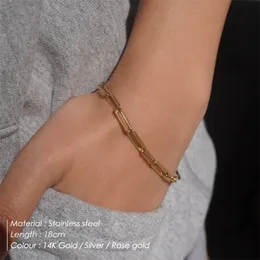 Pulseira para mulheres curb cubana link corrente de aço inoxidável pulseiras femininas correntes davieslee jóias 18cm