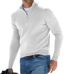 Męskie swetry męskie ćwierć-zip zagęścić sweter pulower z długim rękawem luźne bluzy na co dzień ciepły jednolity kolor Top odzież męska