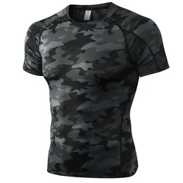 Koszulki mężczyzn Sports Fitness Salm Short Sleeve Sportsman Tshirts Trening Tops Tops Compression 230208