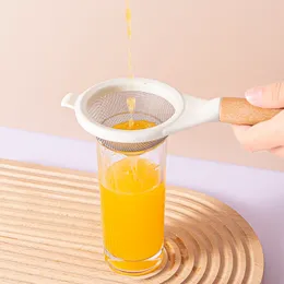 Rostfritt stål mjöl colanders bakning fint läckage mesh pulveriserat socker sikt trähandtag juice sojamjölk slaggfilter coladores de harina de acero oxidable