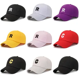 Letter R C Embroidery Baseball Cap Women Men Adjustable Outdoor Sports Sun Cap Couple Fashion Tide Hip Hop Trucker Hat 18 Colors