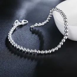 Link Chain Lekani % 925 Solid Real Sterling Silver Fashion 4mm Beads Chain Bracelet 20cm For Teen Girls Lady Gift Women Fine Jewelry G230208