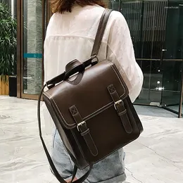 School Bags Vintage Backpack Female PU Leather Bag Women Fashion For Girls High Quality Leisure Shoulder Sac A Dos