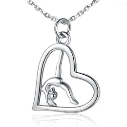 Kedjor Gymnastik Gymnast Halsband 925 Sterling Silver Team USA Fashion Jewelry Pendant Sport Ballerina For Girls Birthday