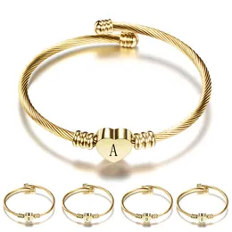 Cadeia de link Modyle Gold Color Aço inoxidável Coração A-Z Brangelet Bangle para Woman DropShipp G230208