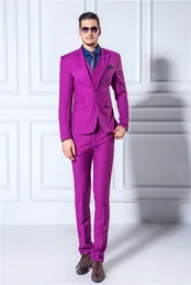 Trajes de hombre 2023 llegada hombres Slim Blazers esmoquin (chaquetas pantalones chaleco) novio graduación púrpura vestido de novia elegante