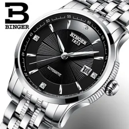 Wristwatches Genuine Luxury Switzerland BINGER Brand Men Full Steel Automatic Mechanical Sapphire Watch Male Simple Business Waterproof Tabl