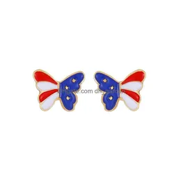 Stud Verkauf Kupfer Diamant Stern Schmetterling Ohrringe American Independence Day Kreative Persönlichkeit Ohr Zubehör Dhhkm