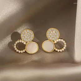 Ohrstecker Runde Kristallohrring für Frauen Geometrische Brincos Mode Süße Mini Goldfarbe Tropf Koreanischer Schmuck Großhandel