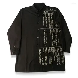 Mäns avslappnade skjortor 20AW Dark Dictionary Character Printing Men's Long Windbreaker