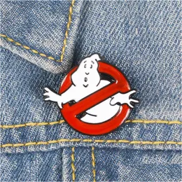 Pins Broschen Ghostbusters Emaille Pin White Ghost Denim Brosche Rotes Verbotsschild Revers Abzeichen Interessanter Humor Lustiger Schmuck Dro Dh91E