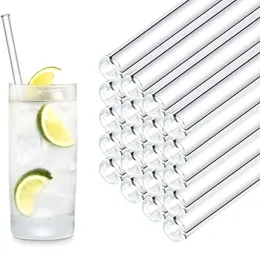 Borosilate cam saman seti Yeniden kullanılabilir çevre dostu içme samanları için smoothies için kokteyller bar aksesuarları fırça ile pipetler