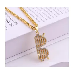 Collane con ciondolo Occhiali da sole Collana Hip Hop Accessori Striscia Fl Gioielli con strass per i membri del fratello Regali di compleanno Drop Delive Dha7X