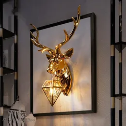 Wall Lamps American Retro Deer LED Antlers Light Fixtures Modern Living Room Bedroom Bedside Sconce Home LuminaireWall