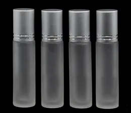 Rollo de vidrio escarchado elegante de 10 ml en botellas de perfume de aceites esenciales con bola de rodillo de acero inoxidable SN5109