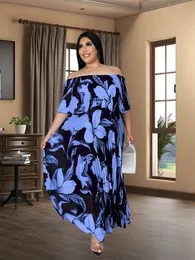 Plus Size Kleider Elegantes Temperament Chiffon Plus Size Kleid Damen Gerade Schulter Lotusblatt Rand Partykleid Großhandel Dropshippin 230209