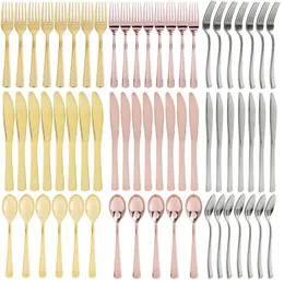 Disposable Dinnerware 10PCS/25PCS/50PCS Rose Gold Cutlery Plastic Wedding Party Tableware Set Golden Dinner Knife Fork Spoon Birthday