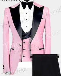 Мужские костюмы Blazers Thornike 3 штуки в пике в ланем FIT Business Регулярные выпускные смокинг для свадебного Blazerpantsvest 230209