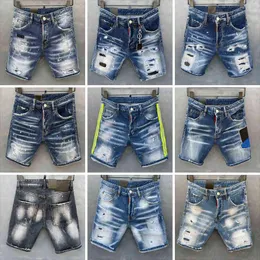 Dsquare jeans D2 mens jeans curtos buracos retos calças jeans justas casuais Boate azul Algodão verão estilo italiano zkR aEc