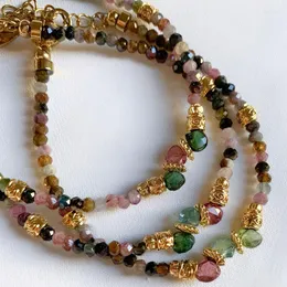 Bangle Bohemian Colorful Natural Stone Pärlat armband mode vintage etniska smycken handgjorda justerbara armtillbehör gåva