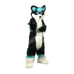 Black Husky Dog Wolf Fox Mascot Costume Animed Temat Cartoon Mascot Posta